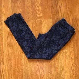 Petite Navy Blue Lace Print Jeans